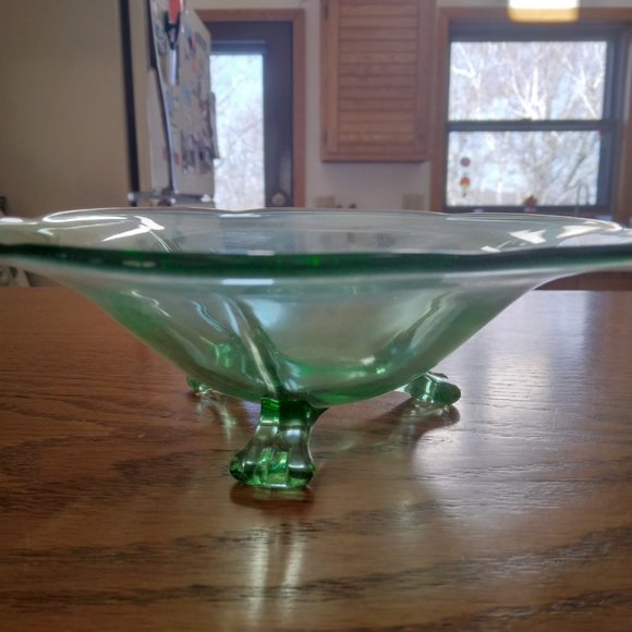 Candy Dish, Vintage, Footed, Green - Picture 3 of 9